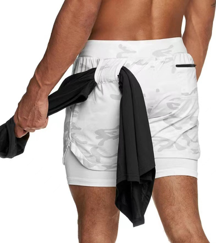 Short blanc imprimé (Collant Blanc + attache serviette)